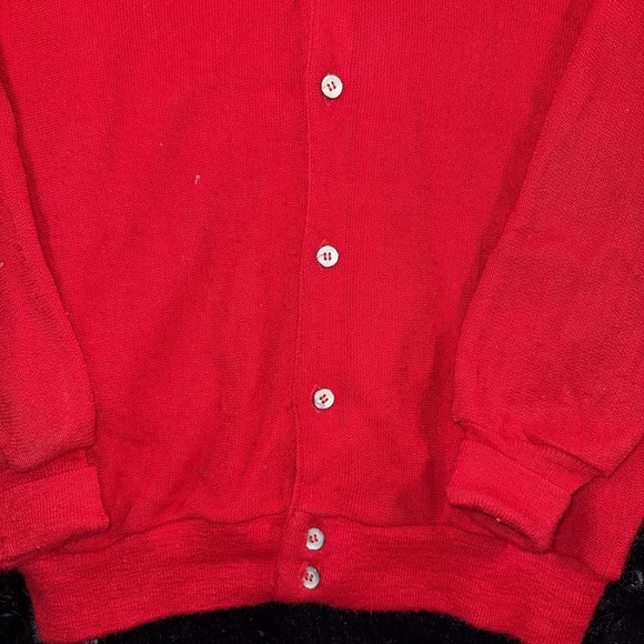 Vintage Izod Lacoste Sweater Mens XL Red Cardigan Orlon Acrylic Made USA 80s - Picture 3 of 10